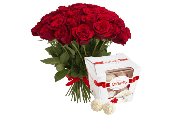 online flower shop in Nairobi, red roses and white chocolates, fresh bouquet of flowers, red roses delivery, roses for valentines day