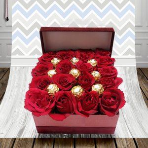 romantic red roses, lovely flowers for her, box of roses and chocolates, order flowers online, flower delivery in Kilimani