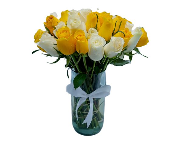 send sympathy gifts, yellow & white roses, roses in a vase, condolence flowers, thoughtful sympathy gifts