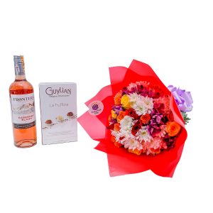 birthday flowers delivery, happy birthday mixed flowers, chocolate & wine, happy birthday flowers in Kenya, birthday flowers online