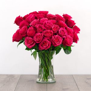 new mom flowers in Nairobi, hot pink roses, roses in a vase, new mom flowers, delivery in ridgeways