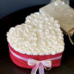 flowers for get well soon, white roses in a heart box, delivery in Karen, get well soon flowers