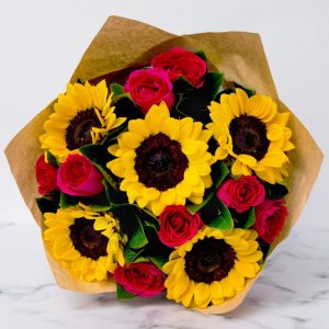 birthday flowers for her in Nairobi, flowers to send for birthday, pink roses & sunflowers, birthday bouquet flowers, Flower delivery in Karen