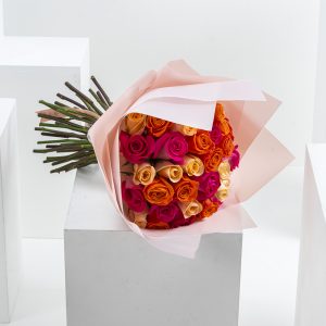 Engagement flowers near me, pink, orange & peach roses, engagement bouquet, engagement flowers for her, Flower delivery in Nanyuki