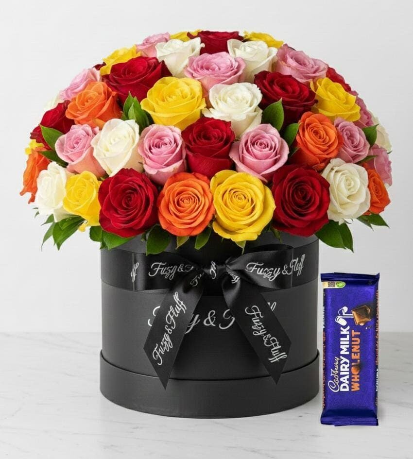 Mixed Roses box with cadbury