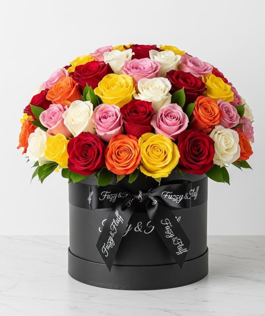 Mixed roses flower box