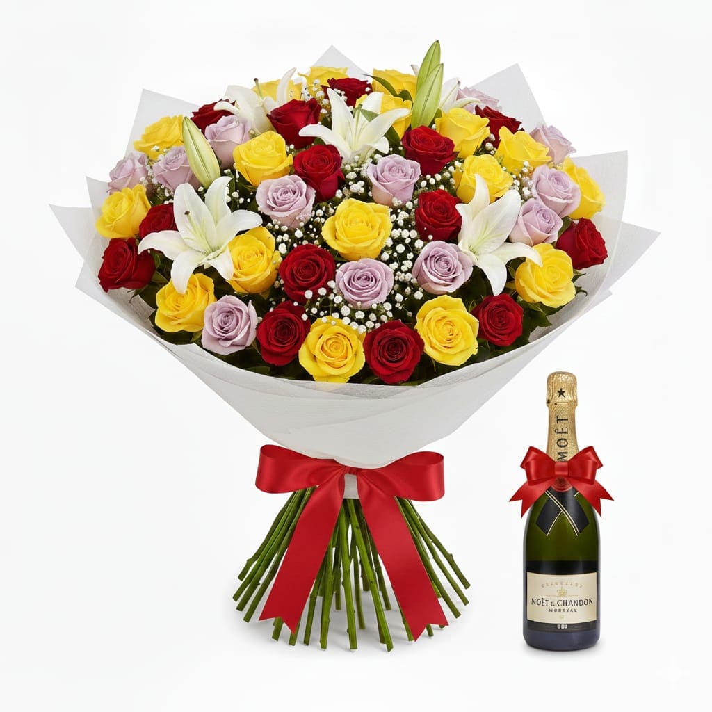 Roses & lilies , moet