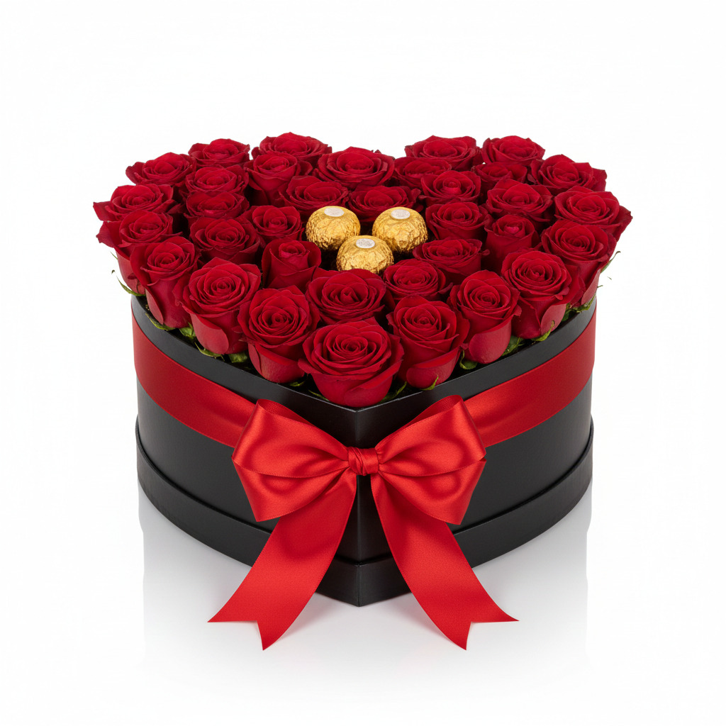 Romantic heart box with ferrero