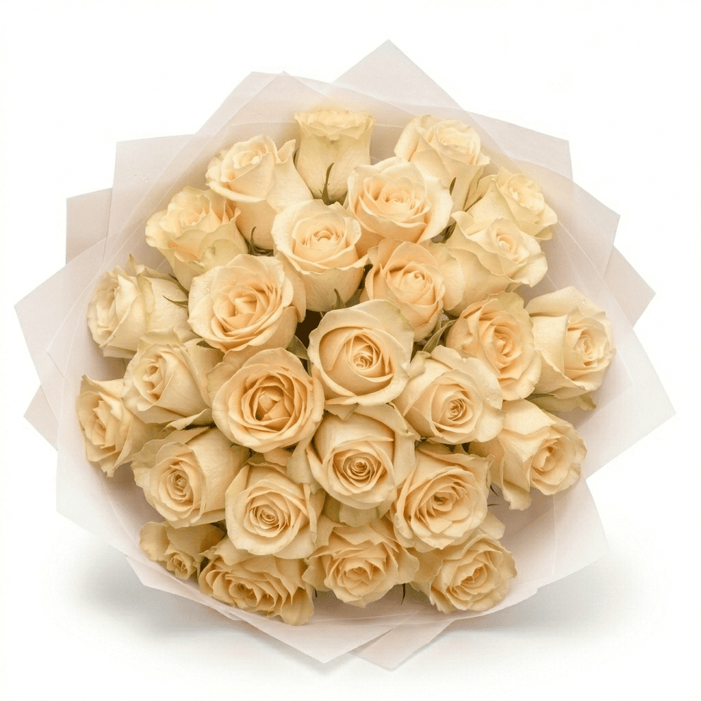 30 Cream Rose Birthday Bouquet - Canada to Nairobi Send birthday flowers to Nairobi from Canada, Canada to Nairobi flower delivery, Luxury cream roses Nairobi delivery, International birthday flower delivery Nairobi, Same day birthday flowers delivery Kenya