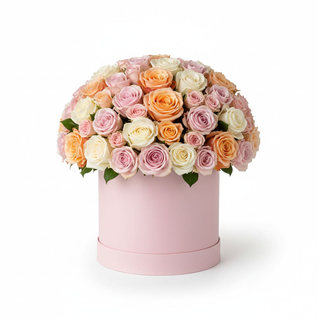 mixed roses hat box